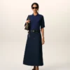 Ami de Coeur Polo a maniche corte in lana sottile blu