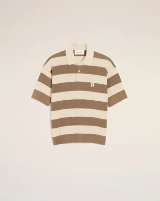 Ami de Coeur Polo in cotone bianco e marrone