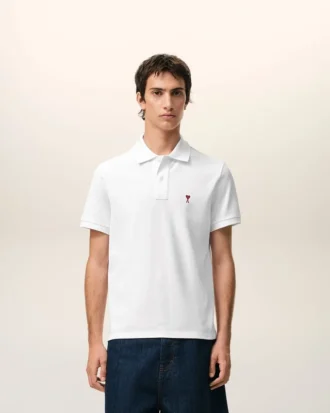 Ami de Coeur Polo in cotone bianco e rosso Ami de Coeur Polo in cotone bianco e rosso