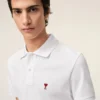 Ami de Coeur Polo in cotone bianco e rosso
