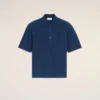 Ami de Coeur Polo in cotone blu con toppa in maglia