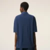Ami de Coeur Polo in cotone blu con toppa in maglia