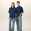 Ami de Coeur Polo in cotone blu con toppa in maglia