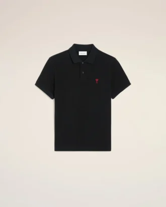 Ami de Coeur Polo in cotone nero con Red Ami de Coeur