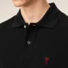 Ami de Coeur Polo in cotone nero con Red Ami de Coeur