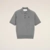 Ami de Coeur Polo in lana grigia a maniche corte