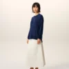 Ami de Coeur Sweater a collo rotondo in lana sottile blu