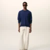 Ami de Coeur Sweater a collo rotondo in lana sottile blu