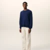 Ami de Coeur Sweater a collo rotondo in lana sottile blu