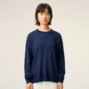 Ami de Coeur Sweater a collo rotondo in lana sottile blu