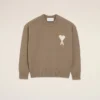Ami de Coeur Sweater con collo rotondo in lana e cotone beige Ami de Coeur Sweater con collo rotondo in lana e cotone beige