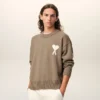Ami de Coeur Sweater con collo rotondo in lana e cotone beige Ami de Coeur Sweater con collo rotondo in lana e cotone beige