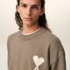 Ami de Coeur Sweater con collo rotondo in lana e cotone beige Ami de Coeur Sweater con collo rotondo in lana e cotone beige