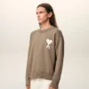 Ami de Coeur Sweater con collo rotondo in lana e cotone beige Ami de Coeur Sweater con collo rotondo in lana e cotone beige