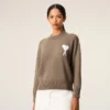 Ami de Coeur Sweater con collo rotondo in lana e cotone beige Ami de Coeur Sweater con collo rotondo in lana e cotone beige