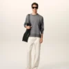 Ami de Coeur Sweater con collo rotondo in lana sottile grigia