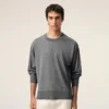 Ami de Coeur Sweater con collo rotondo in lana sottile grigia
