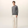 Ami de Coeur Sweater con collo rotondo in lana sottile grigia