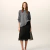 Ami de Coeur Sweater con collo rotondo in lana sottile grigia