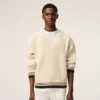 Ami de Coeur Sweater in lana a coste con scollo a V bianco