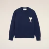 Ami de Coeur Sweater in lana e cotone con collo rotondo blu Ami de Coeur Sweater in lana e cotone con collo rotondo blu