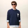Ami de Coeur Sweater in lana e cotone con collo rotondo blu Ami de Coeur Sweater in lana e cotone con collo rotondo blu
