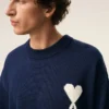 Ami de Coeur Sweater in lana e cotone con collo rotondo blu Ami de Coeur Sweater in lana e cotone con collo rotondo blu