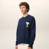Ami de Coeur Sweater in lana e cotone con collo rotondo blu Ami de Coeur Sweater in lana e cotone con collo rotondo blu