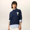 Ami de Coeur Sweater in lana e cotone con collo rotondo blu Ami de Coeur Sweater in lana e cotone con collo rotondo blu