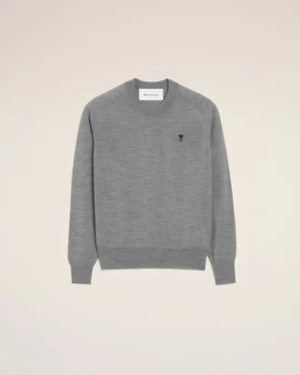 Ami de Coeur Sweater in lana grigia con collo rotondo