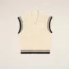 Ami de Coeur Sweater senza maniche in lana a coste bianche