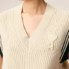 Ami de Coeur Sweater senza maniche in lana a coste bianche
