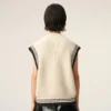 Ami de Coeur Sweater senza maniche in lana a coste bianche