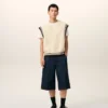 Ami de Coeur Sweater senza maniche in lana a coste bianche