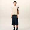 Ami de Coeur Sweater senza maniche in lana a coste bianche