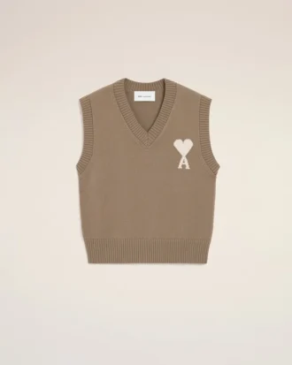 Ami de Coeur Sweater senza maniche in lana e cotone beige
