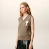 Ami de Coeur Sweater senza maniche in lana e cotone beige Ami de Coeur Sweater senza maniche in lana e cotone beige