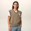 Ami de Coeur Sweater senza maniche in lana e cotone beige Ami de Coeur Sweater senza maniche in lana e cotone beige