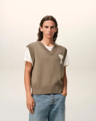 Ami de Coeur Sweater senza maniche in lana e cotone beige