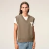 Ami de Coeur Sweater senza maniche in lana e cotone beige Ami de Coeur Sweater senza maniche in lana e cotone beige