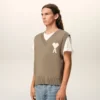 Ami de Coeur Sweater senza maniche in lana e cotone beige Ami de Coeur Sweater senza maniche in lana e cotone beige