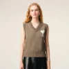 Ami de Coeur Sweater senza maniche in lana e cotone beige Ami de Coeur Sweater senza maniche in lana e cotone beige