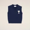 Ami de Coeur Sweater senza maniche in lana e cotone blu Ami de Coeur Sweater senza maniche in lana e cotone blu