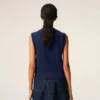 Ami de Coeur Sweater senza maniche in lana e cotone blu Ami de Coeur Sweater senza maniche in lana e cotone blu