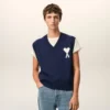 Ami de Coeur Sweater senza maniche in lana e cotone blu Ami de Coeur Sweater senza maniche in lana e cotone blu