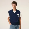 Ami de Coeur Sweater senza maniche in lana e cotone blu Ami de Coeur Sweater senza maniche in lana e cotone blu