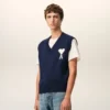 Ami de Coeur Sweater senza maniche in lana e cotone blu Ami de Coeur Sweater senza maniche in lana e cotone blu