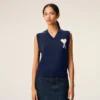 Ami de Coeur Sweater senza maniche in lana e cotone blu Ami de Coeur Sweater senza maniche in lana e cotone blu