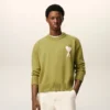 Ami de Coeur Sweater verde in lana e cotone con collo rotondo Ami de Coeur Sweater verde in lana e cotone con collo rotondo