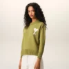 Ami de Coeur Sweater verde in lana e cotone con collo rotondo Ami de Coeur Sweater verde in lana e cotone con collo rotondo